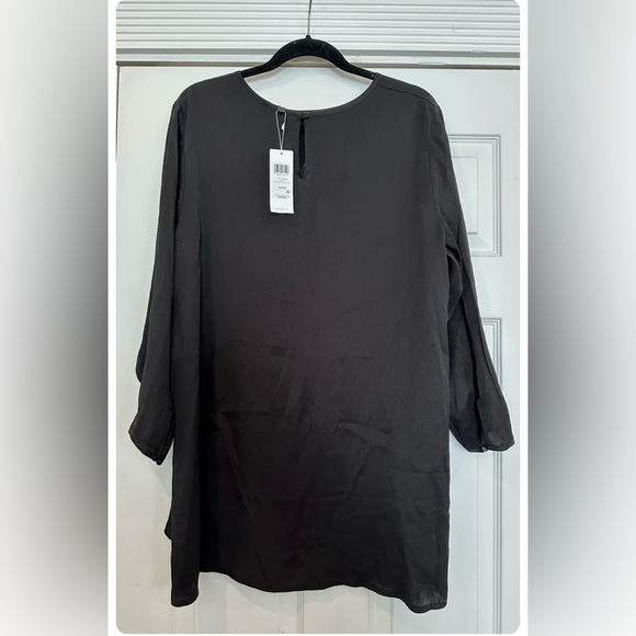 NWT Eileen Fisher Black Textured Cupro Round Neck Top size XL - Picture 2 of 7